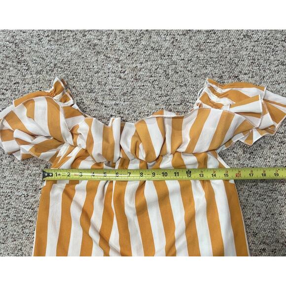 A. Calin by Flying Tomato Off the Shoulder Ruffles Orange White Blouse Size S - Picture 6 of 9
